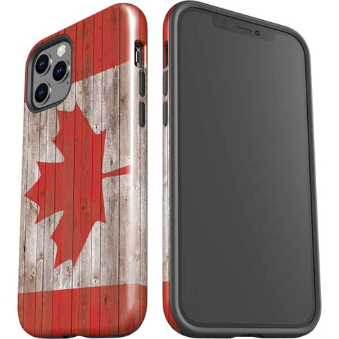 Canadian Flag Dark Wood iPhone 12 Pro Max Impact Case